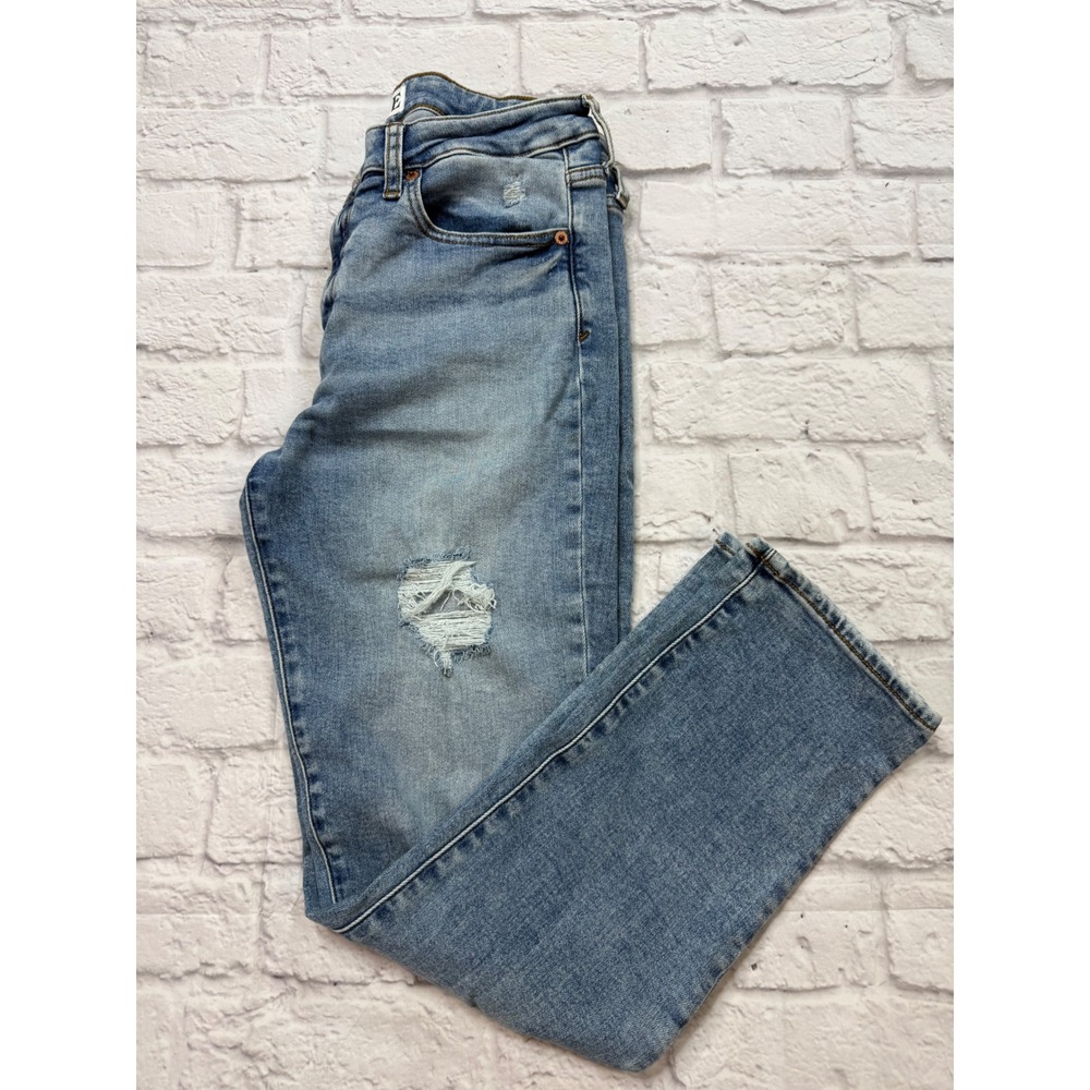 Daze Denim Distressed Straight Leg Jeans Womens 29 Excellent Ripped High Rise